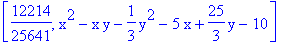 [12214/25641, x^2-x*y-1/3*y^2-5*x+25/3*y-10]